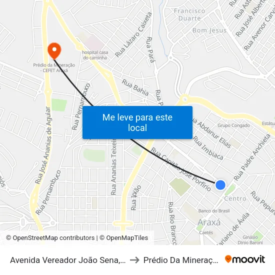 Avenida Vereador João Sena, 103 | Loja Econômica to Prédio Da Mineração - Cefet Araxá map
