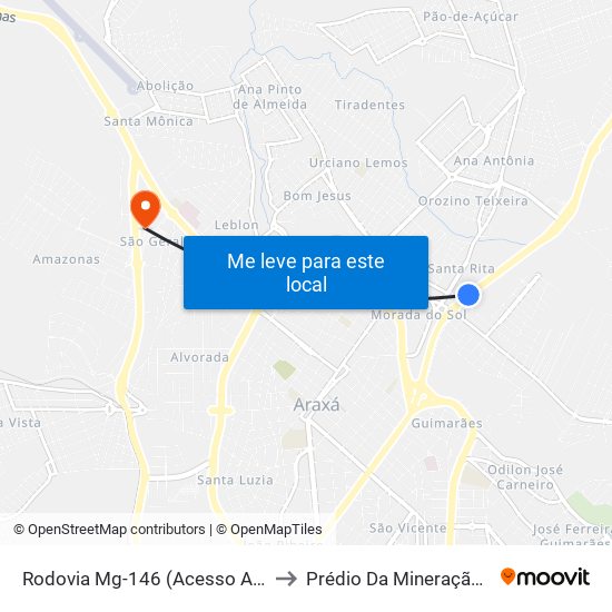 Rodovia Mg-146 (Acesso A Br-282), 194-974 to Prédio Da Mineração - Cefet Araxá map