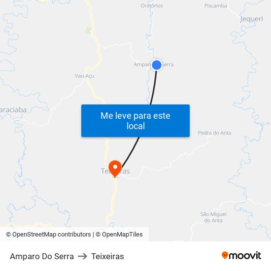 Amparo Do Serra to Teixeiras map