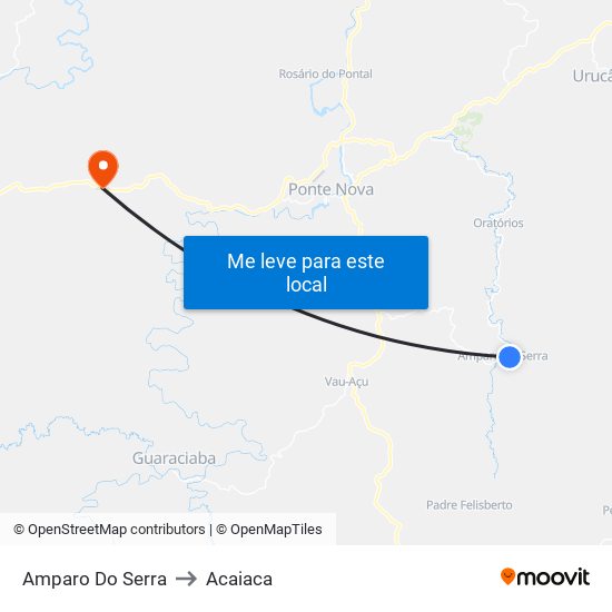 Amparo Do Serra to Acaiaca map