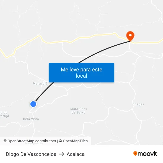 Diogo De Vasconcelos to Acaiaca map