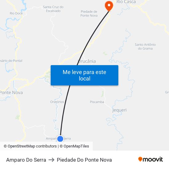 Amparo Do Serra to Piedade Do Ponte Nova map