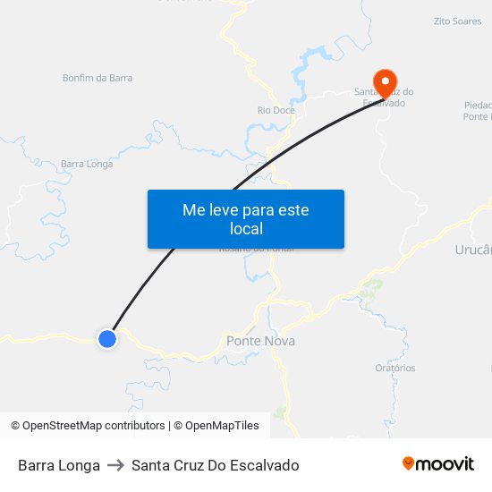 Barra Longa to Santa Cruz Do Escalvado map