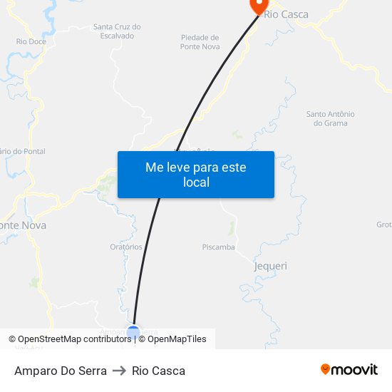 Amparo Do Serra to Rio Casca map
