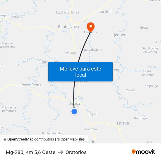 Mg-280, Km 5,6 Oeste to Oratórios map