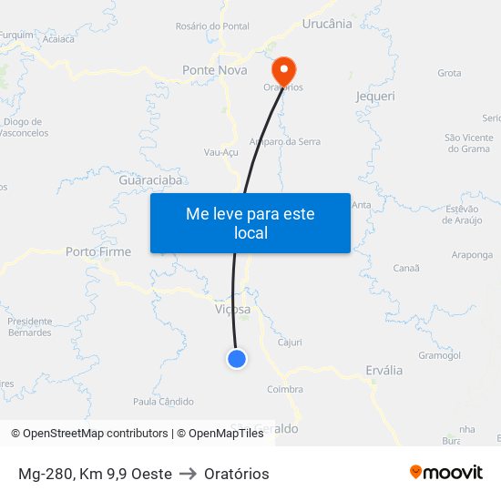 Mg-280, Km 9,9 Oeste to Oratórios map