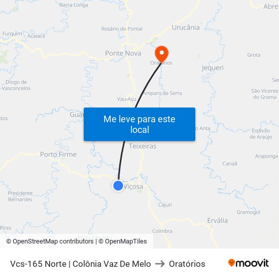 Vcs-165 Norte | Colônia Vaz De Melo to Oratórios map