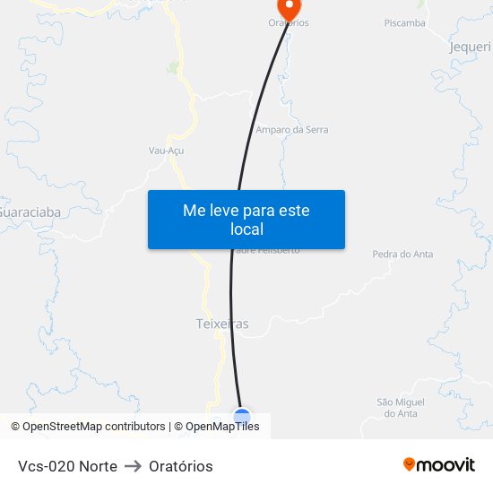 Vcs-020 Norte to Oratórios map