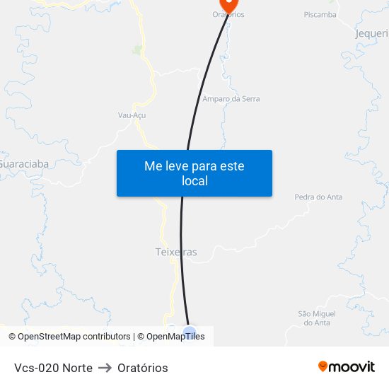 Vcs-020 Norte to Oratórios map