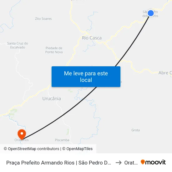 Praça Prefeito Armando Rios | São Pedro Dos Ferros Sentido Rio Casca to Oratórios map