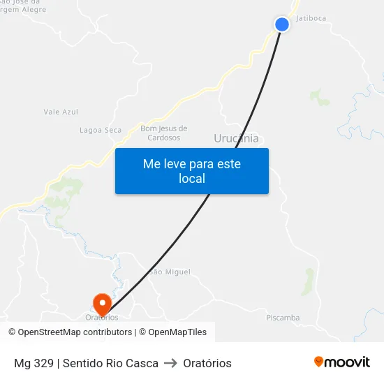 Mg 329 | Sentido Rio Casca to Oratórios map