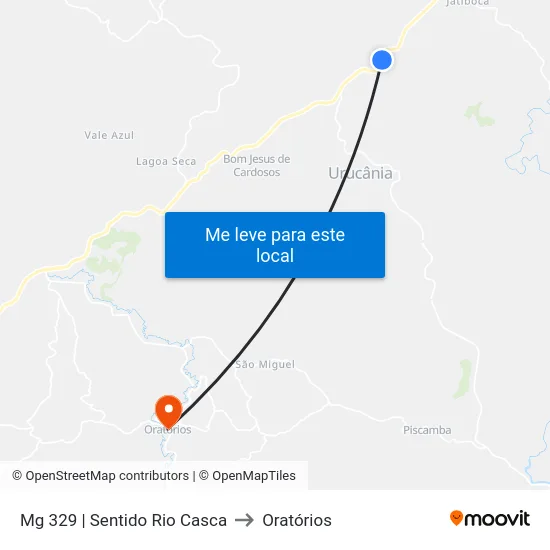 Mg 329 | Sentido Rio Casca to Oratórios map