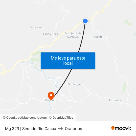 Mg 329 | Sentido Rio Casca to Oratórios map