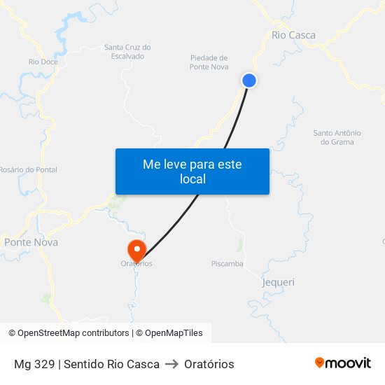 Mg 329 | Sentido Rio Casca to Oratórios map