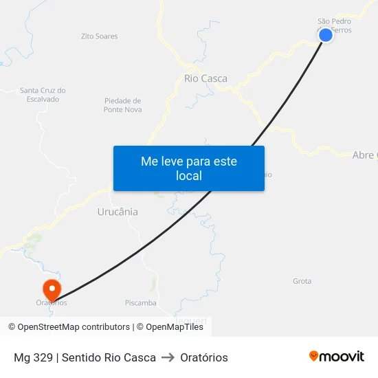 Mg 329 | Sentido Rio Casca to Oratórios map