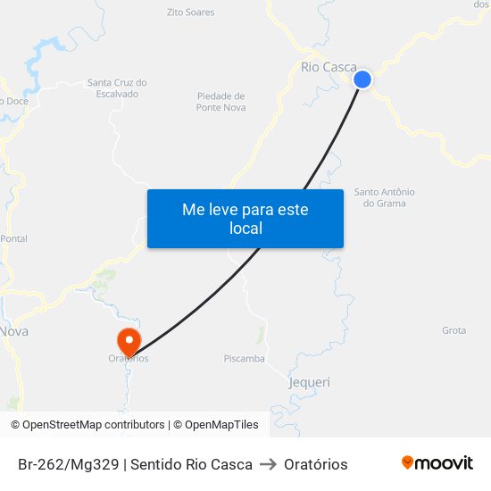 Br-262/Mg329 | Sentido Rio Casca to Oratórios map