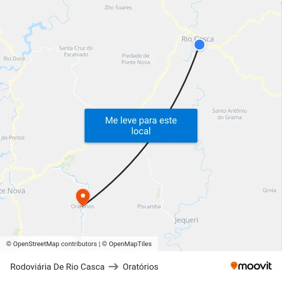 Rodoviária De Rio Casca to Oratórios map