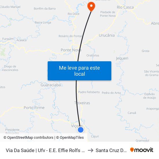Via Da Saúde | Ufv - E.E. Effie Rolfs (Sentido Divisão De Saúde) to Santa Cruz Do Escalvado map