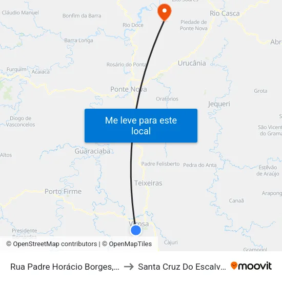 Rua Padre Horácio Borges, 180 to Santa Cruz Do Escalvado map