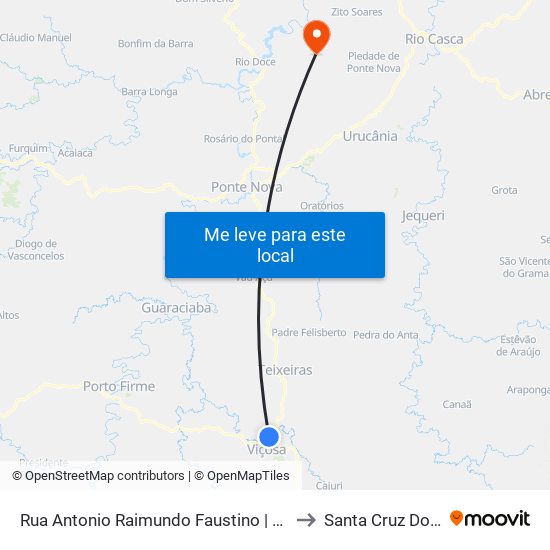 Rua Antonio Raimundo Faustino | Ponto Final Do Vau-Açu to Santa Cruz Do Escalvado map