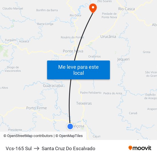 Vcs-165 Sul to Santa Cruz Do Escalvado map