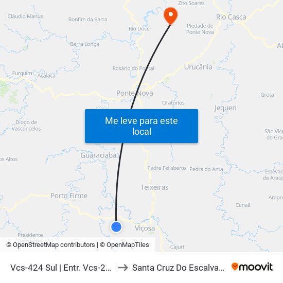 Vcs-424 Sul | Entr. Vcs-240 to Santa Cruz Do Escalvado map