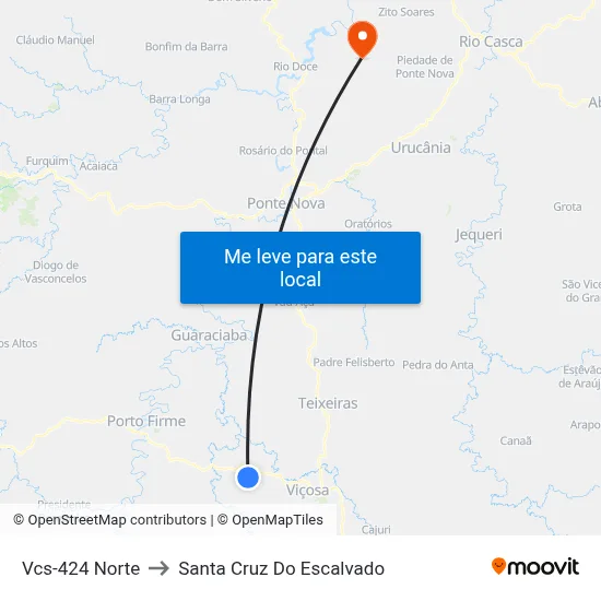 Vcs-424 Norte to Santa Cruz Do Escalvado map