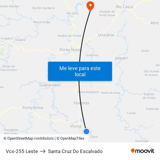 Vcs-255 Leste to Santa Cruz Do Escalvado map