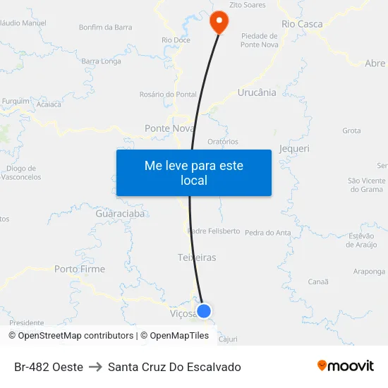 Br-482 Oeste to Santa Cruz Do Escalvado map
