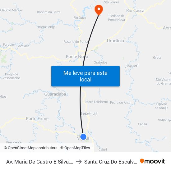 Av. Maria De Castro E Silva, 801 to Santa Cruz Do Escalvado map