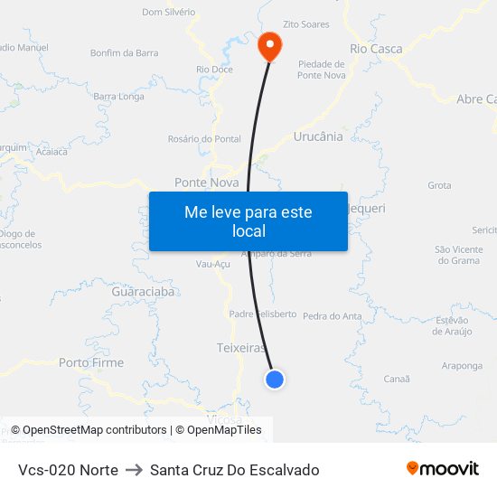 Vcs-020 Norte to Santa Cruz Do Escalvado map