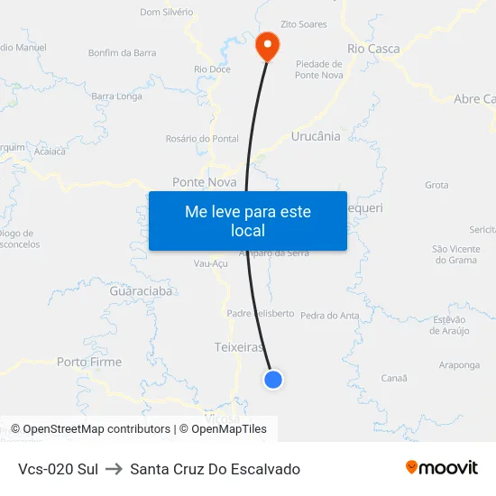 Vcs-020 Sul to Santa Cruz Do Escalvado map