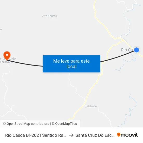 Rio Casca Br-262 | Sentido Raul Soares to Santa Cruz Do Escalvado map
