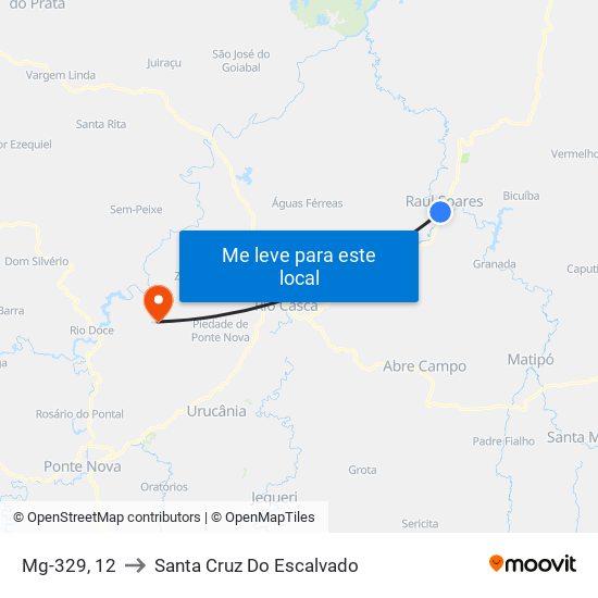 Mg-329, 12 to Santa Cruz Do Escalvado map