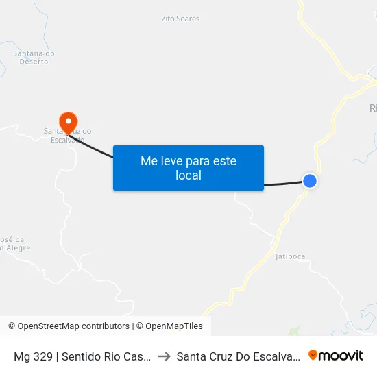 Mg 329 | Sentido Rio Casca to Santa Cruz Do Escalvado map
