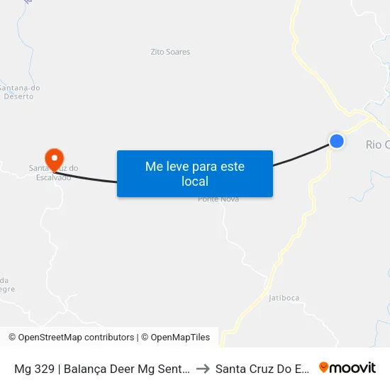 Mg 329 | Balança Deer Mg Sentido Rio Casca to Santa Cruz Do Escalvado map