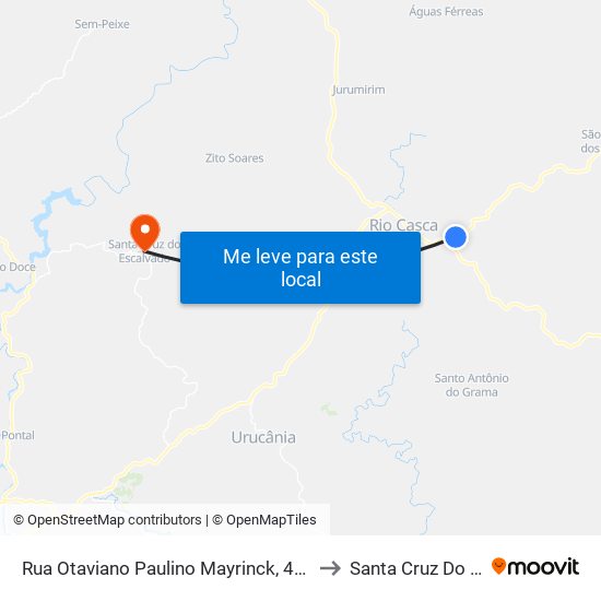 Rua Otaviano Paulino Mayrinck, 40 | Sentido Rio Casca to Santa Cruz Do Escalvado map