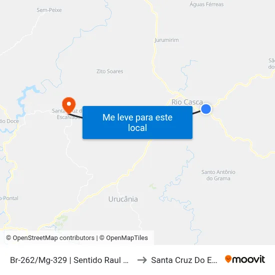 Br-262/Mg-329 | Sentido Raul Soares/Vitória to Santa Cruz Do Escalvado map