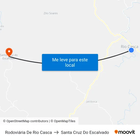 Rodoviária De Rio Casca to Santa Cruz Do Escalvado map