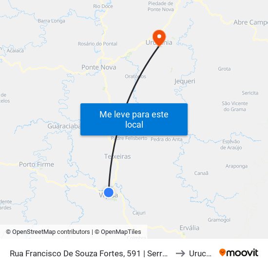 Rua Francisco De Souza Fortes, 591 | Serraria Santana to Urucânia map