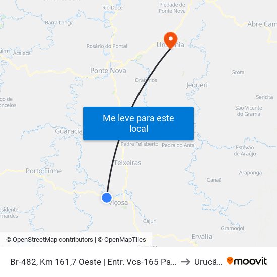 Br-482, Km 161,7 Oeste | Entr. Vcs-165 Para Nobres to Urucânia map