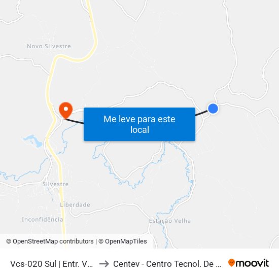 Vcs-020 Sul | Entr. Vcs-215 Para Buieié to Centev - Centro Tecnol. De Des. Regional De Viçosa map