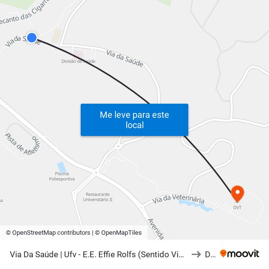 Via Da Saúde | Ufv - E.E. Effie Rolfs (Sentido Viçosa) to Dvt map