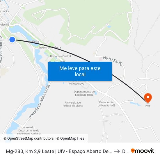 Mg-280, Km 2,9 Leste | Ufv - Espaço Aberto De Eventos to Dvt map