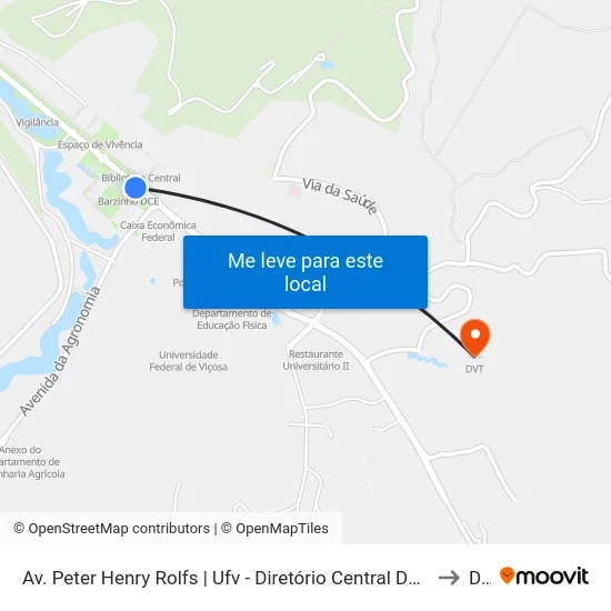 Av. Peter Henry Rolfs | Ufv - Diretório Central Dos Estudantes to Dvt map