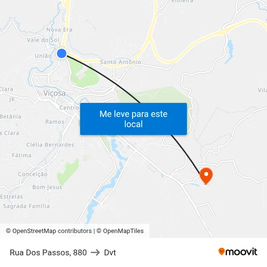 Rua Dos Passos, 880 to Dvt map