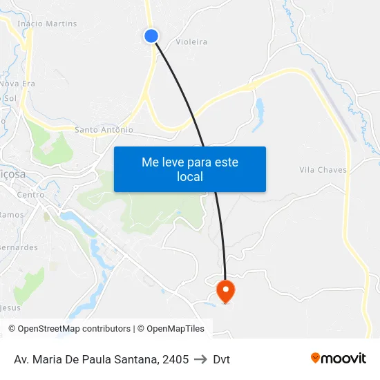 Av. Maria De Paula Santana, 2405 to Dvt map