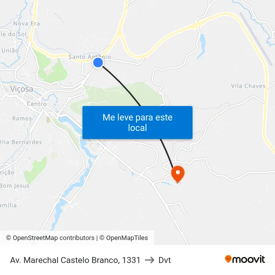 Av. Marechal Castelo Branco, 1331 to Dvt map
