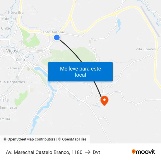 Av. Marechal Castelo Branco, 1180 to Dvt map