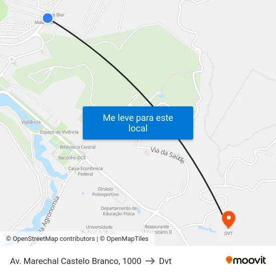 Av. Marechal Castelo Branco, 1000 to Dvt map